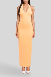 Dress hire date night Stella Halter Maxi Dress - Papaya Sorbet