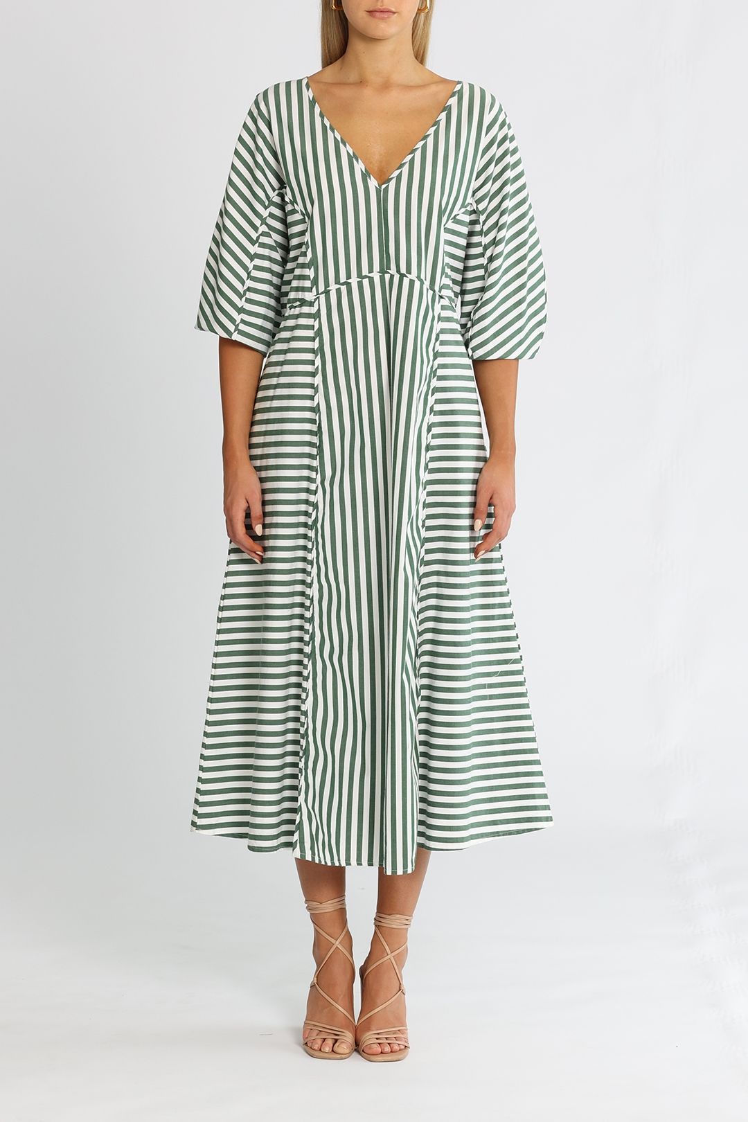 Kowtow Sculptured Long Sleeve Dress Stripe