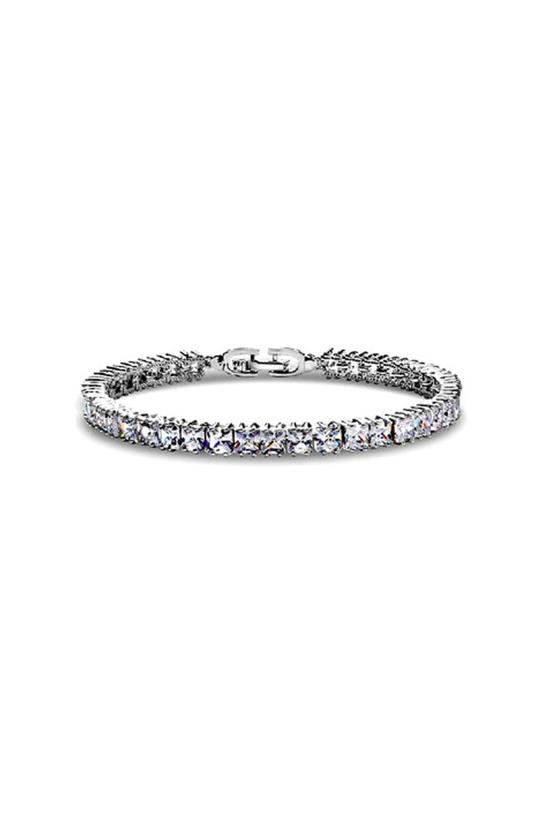 Krystal Couture - Princess Cut Tennis Bracelet - Silver - Front