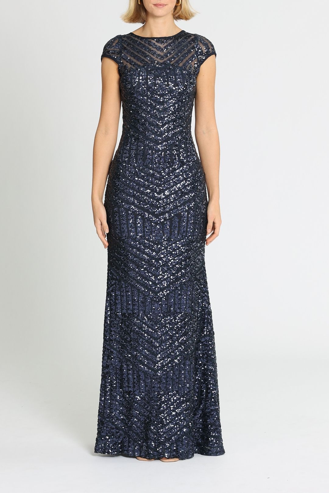 L'Amour Grace Gown Navy Cap Sleeves