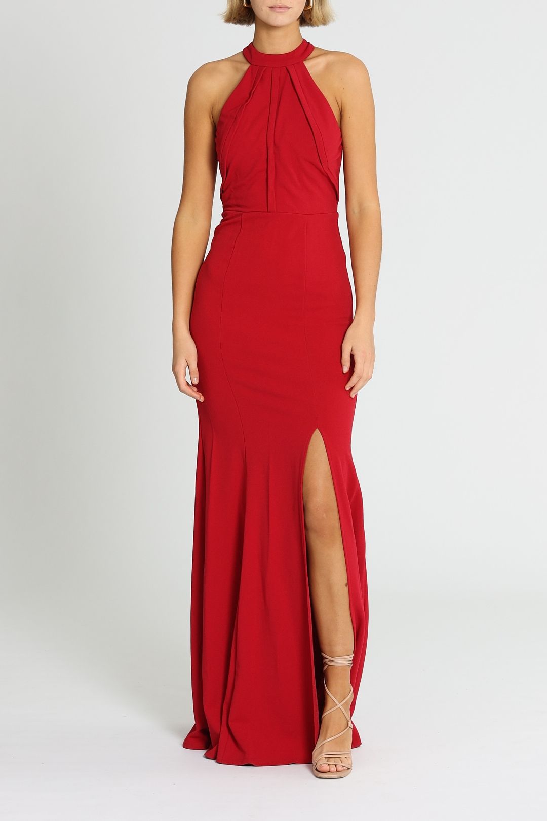 L'amour High Neck Scuba Crepe Cherry