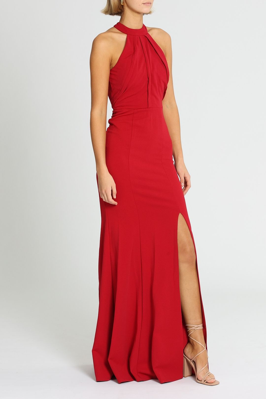 High Neck Scuba Crepe Cherry by L amour for Hire GlamCorner