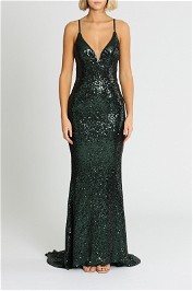 L'amour Sequin Plunge Emerald Green