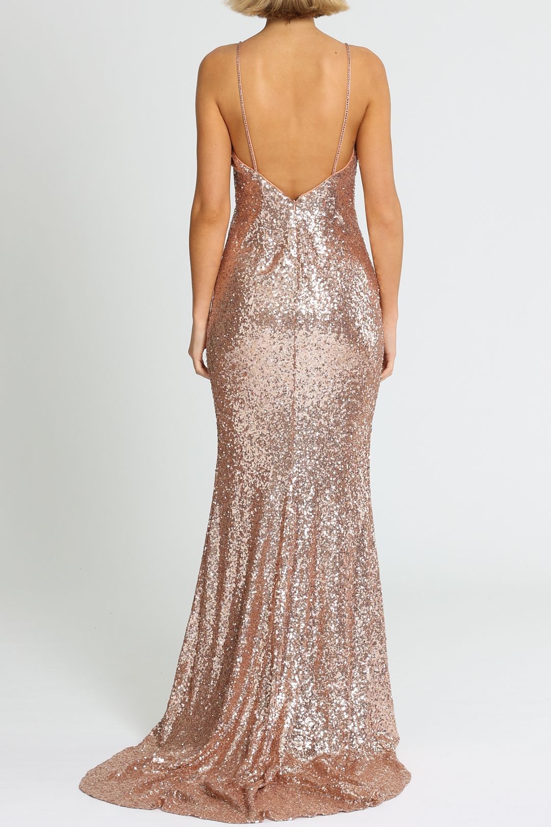 Sequin Plunge - Rose Gold by L'amour for Hire | GlamCorner Sequin Plunge - Rose Gold by L'amour for Hire | GlamCorner