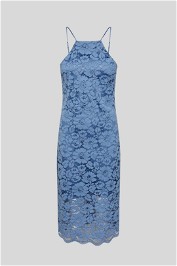 Milda Lace Halterneck Midi Dress Blue