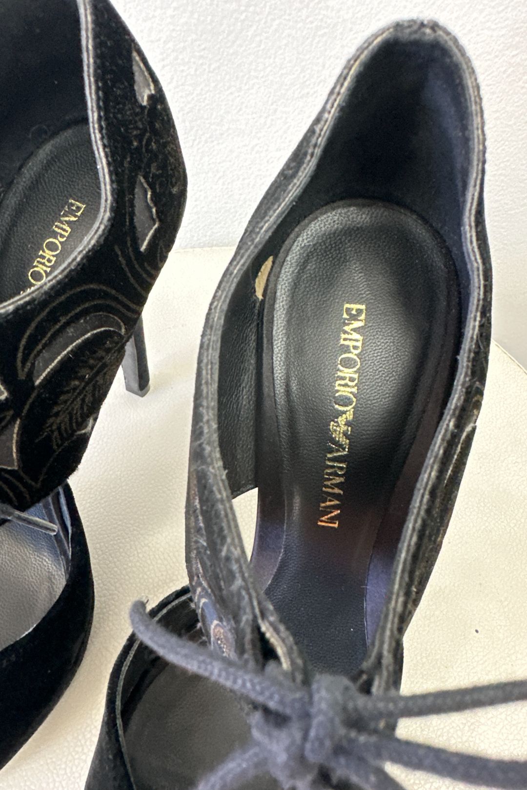 Buy Lace Up Heels in Black Emporio Armani GlamCorner