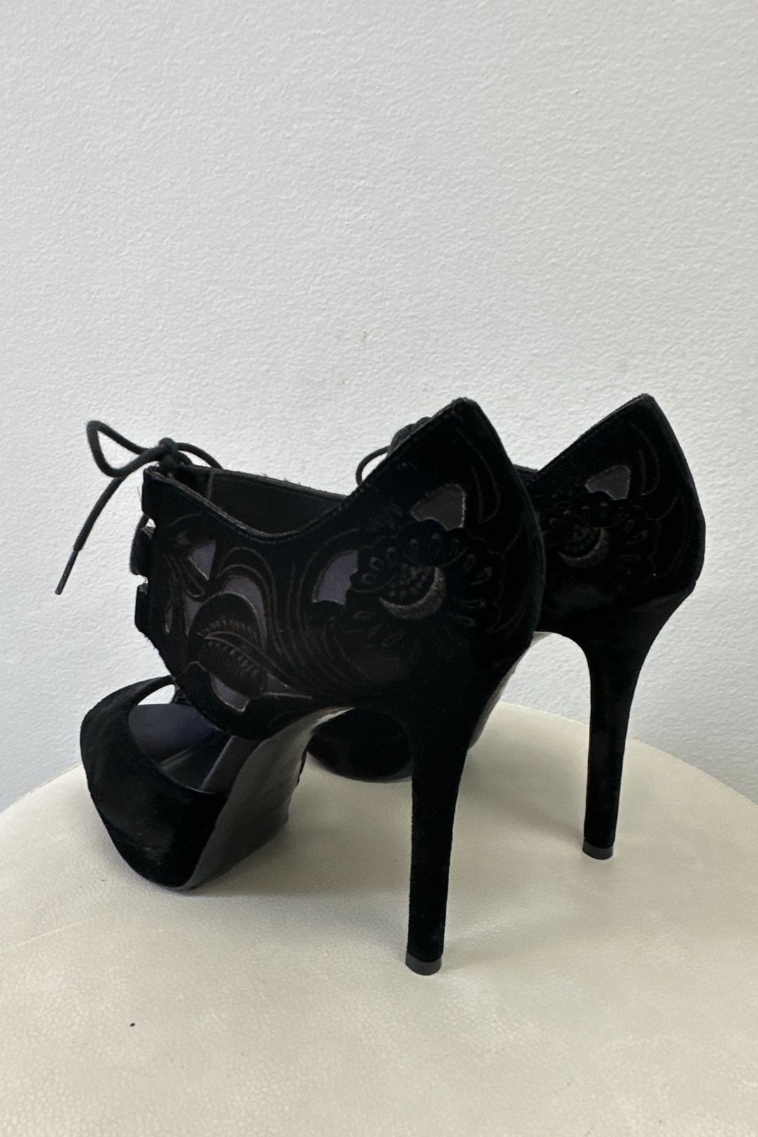 Buy Lace Up Heels in Black Emporio Armani GlamCorner
