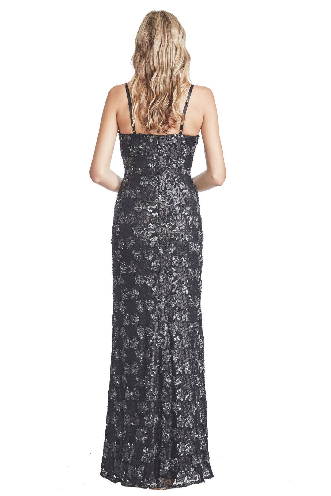 Langhem - Taylor Evening Black Sequin Gown - Black - Back