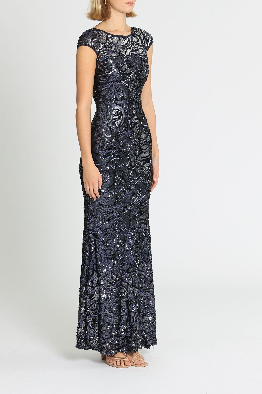 Adrianna papell store navy sequin gown
