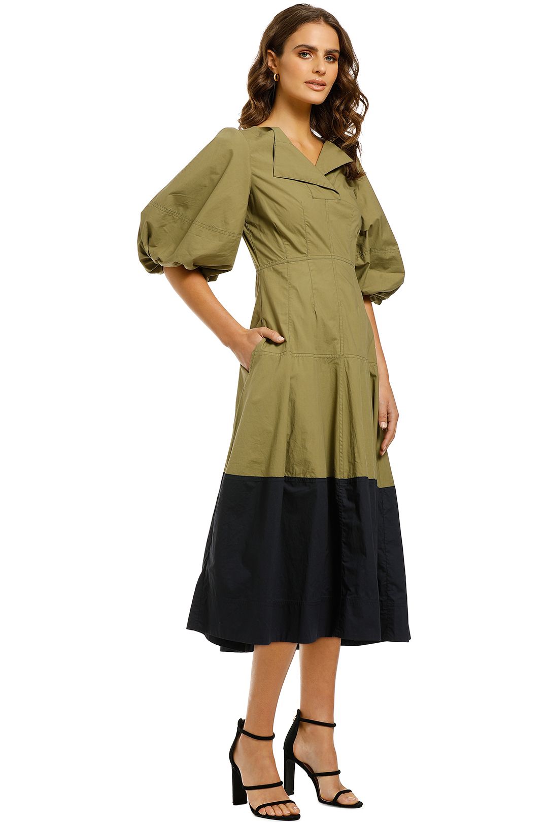 green emerald velvet dress Lee Mathews 