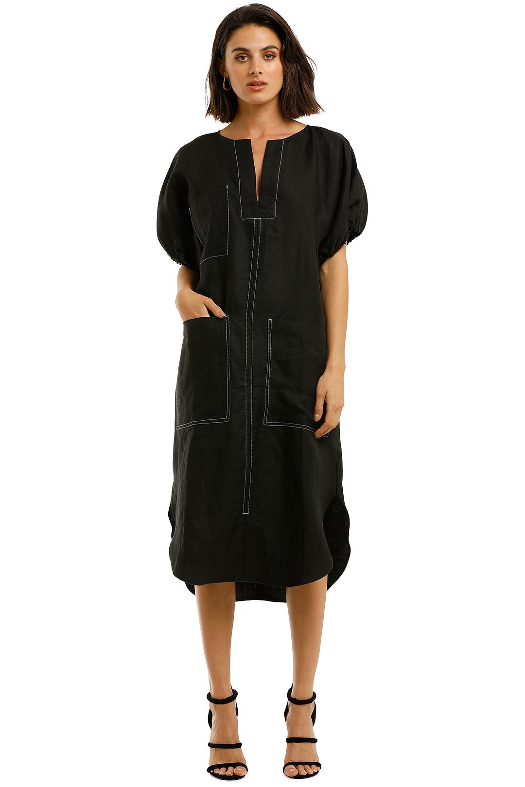 knee length dresses for ladies Nico Linen Top & Skirt Set  KAANJJ