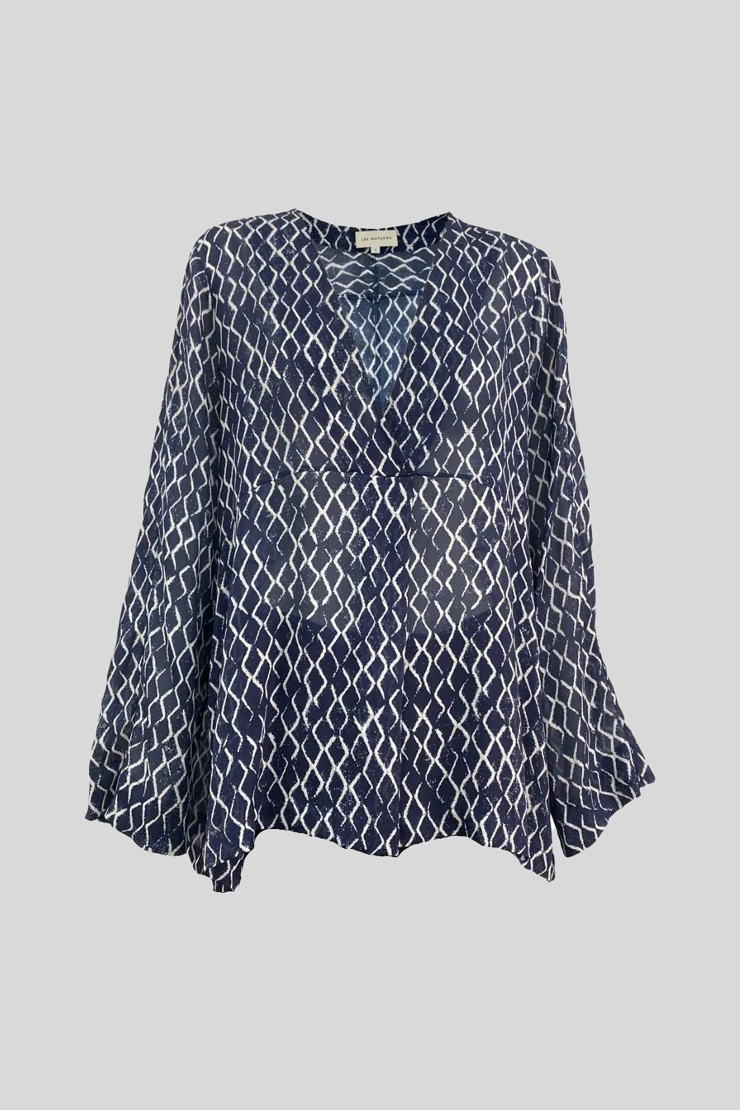 Lee Mathews - Blue Sun Silk Print Blouse