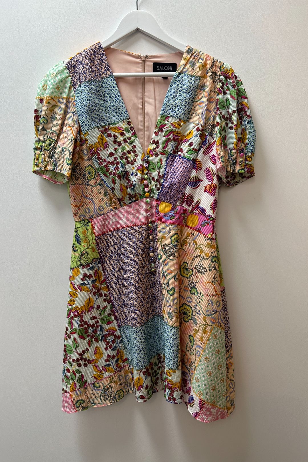 open lace back dress 1950s Floral Patchwork Swing Dress main image 1
