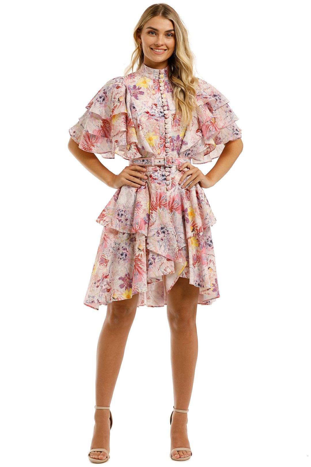 Euphoria Cotton Linen Ruffled Mini Dress by LEO LIN for Hire | GlamCorner