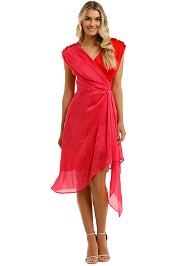 Leo-and-Lin-Passionate-Silk-Linen-Draped-Dress-Pink-Front