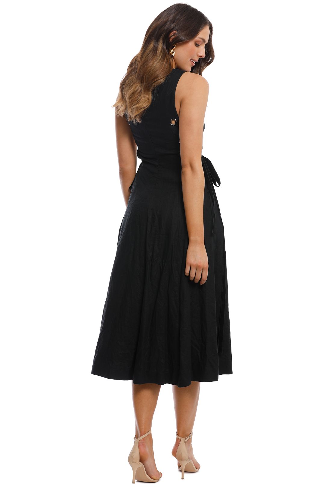 Side Lacing Linen Flared Dress by LEO LIN for Hire