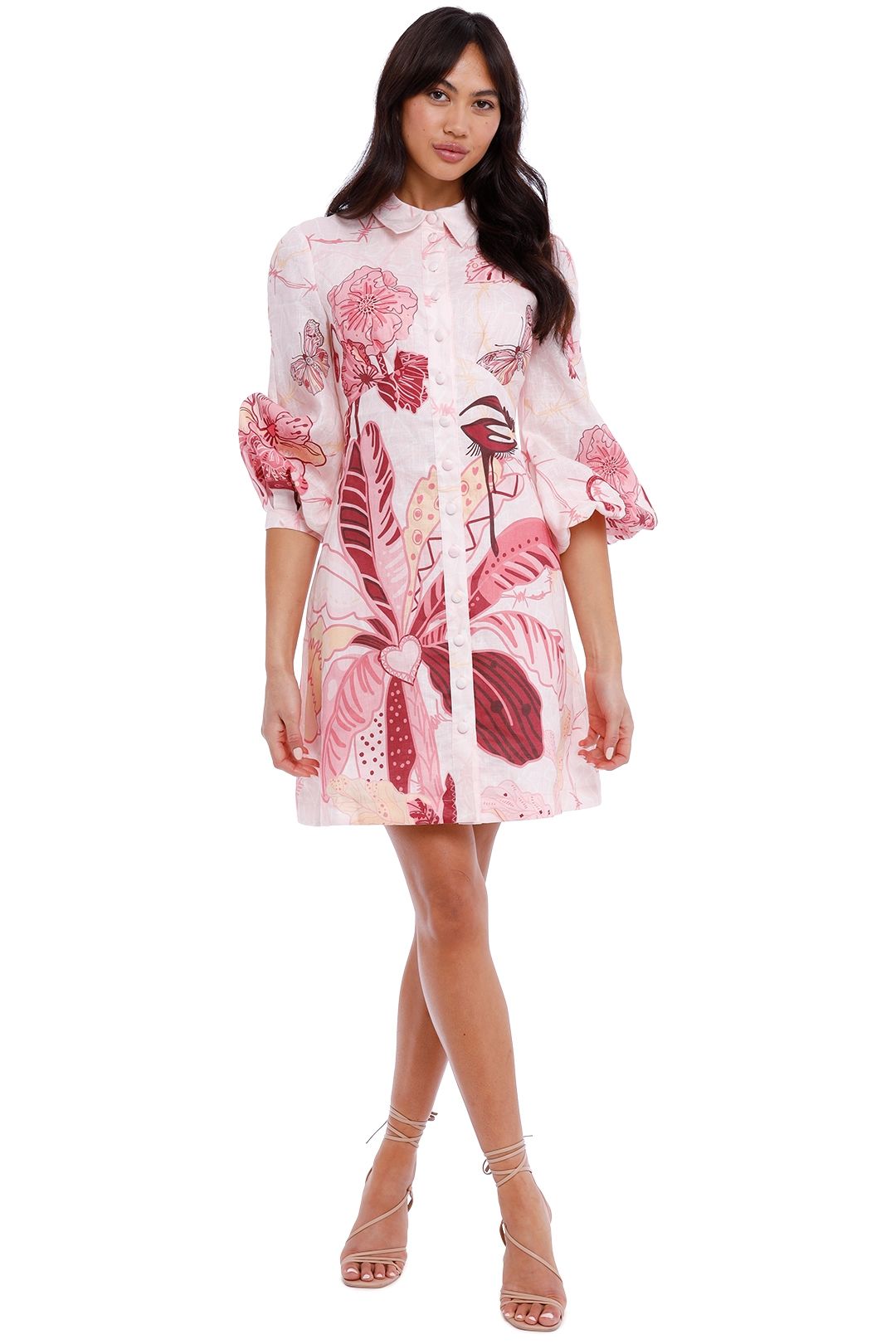 LEO LIN - Amor Linen Mini Dress - Pink