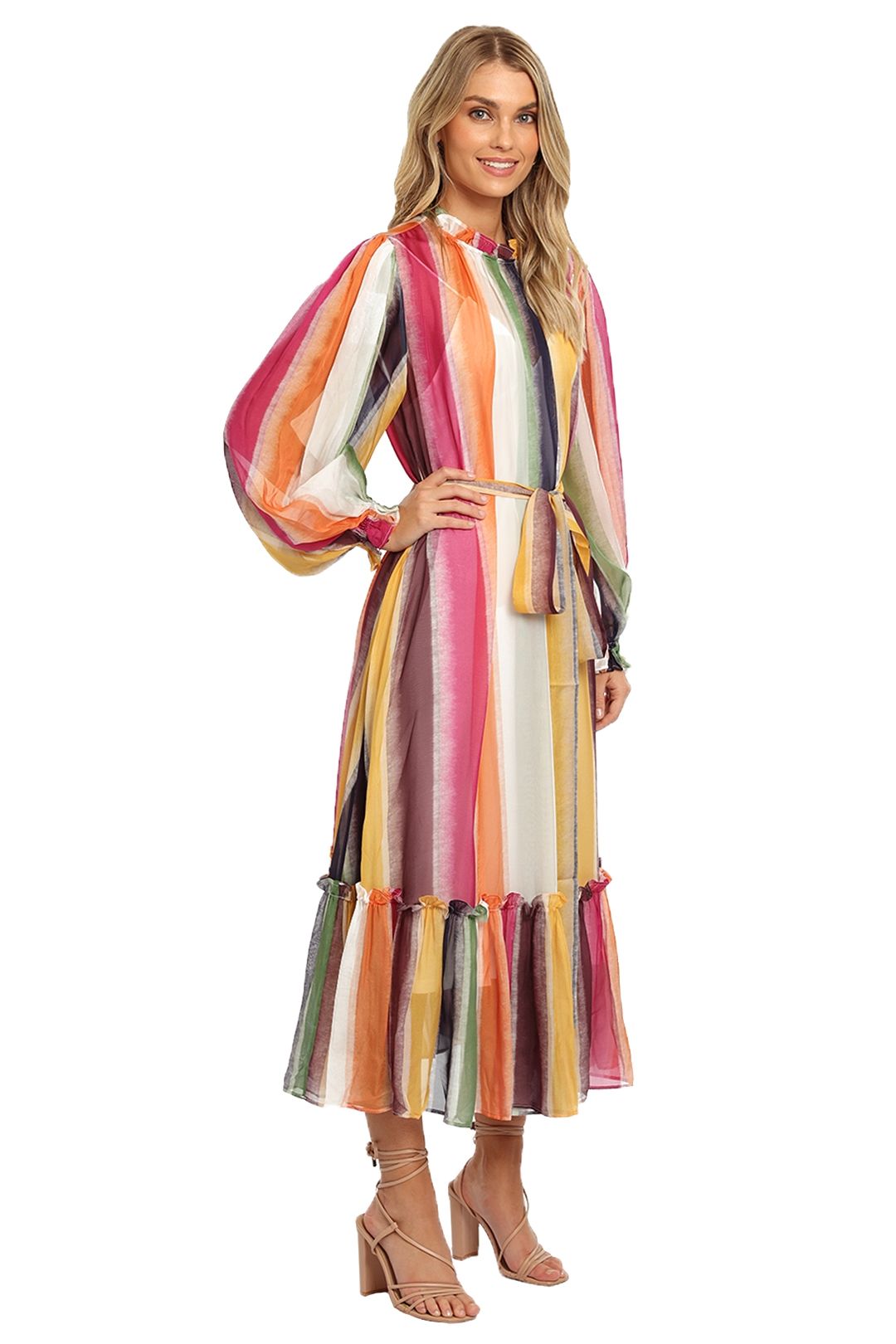 LEO LIN Fortune Stripe Dress Midi