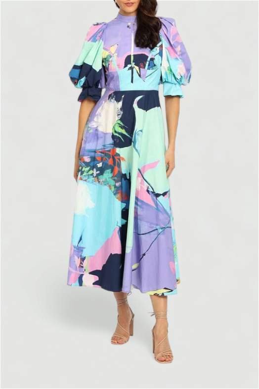 sleeves a line midi dress Badgley Mischka Women's Mixed Media Floral Lace Cocktail Dress - Pink