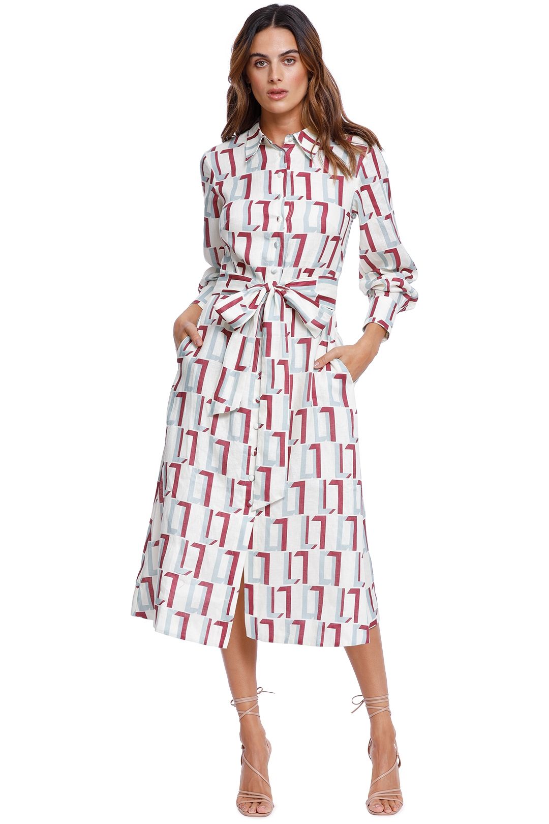 LEO LIN Linen Dress geo print