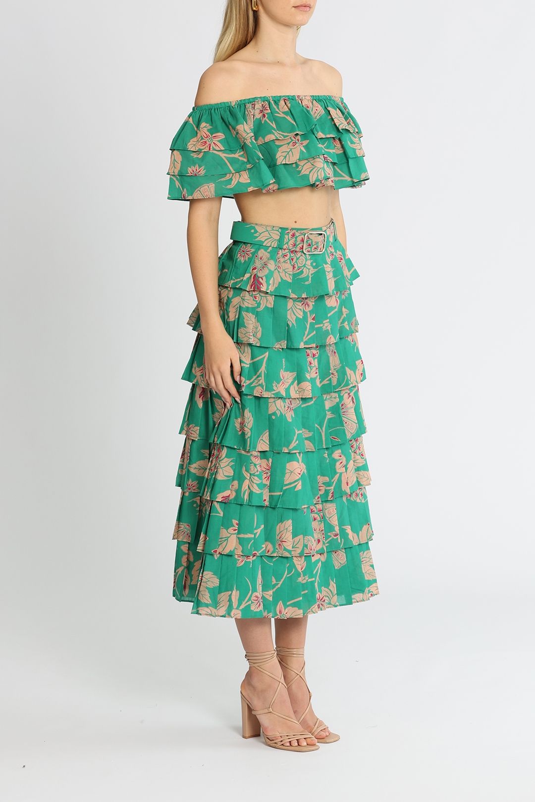 LEO LIN Pina Rosa Pleated Cake Set Off Shoulder Neckline