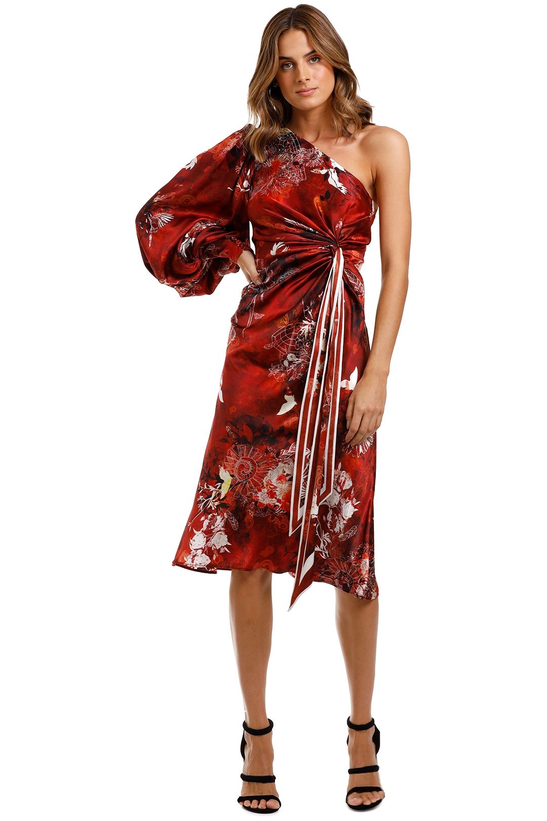 LEO & LIN Romantica Galaxy Silk Knotted Dress Red