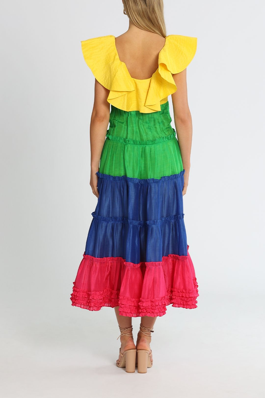 Hire The Chariot Maxi Dress in Rainbow Block | LEO LIN | GlamCorner