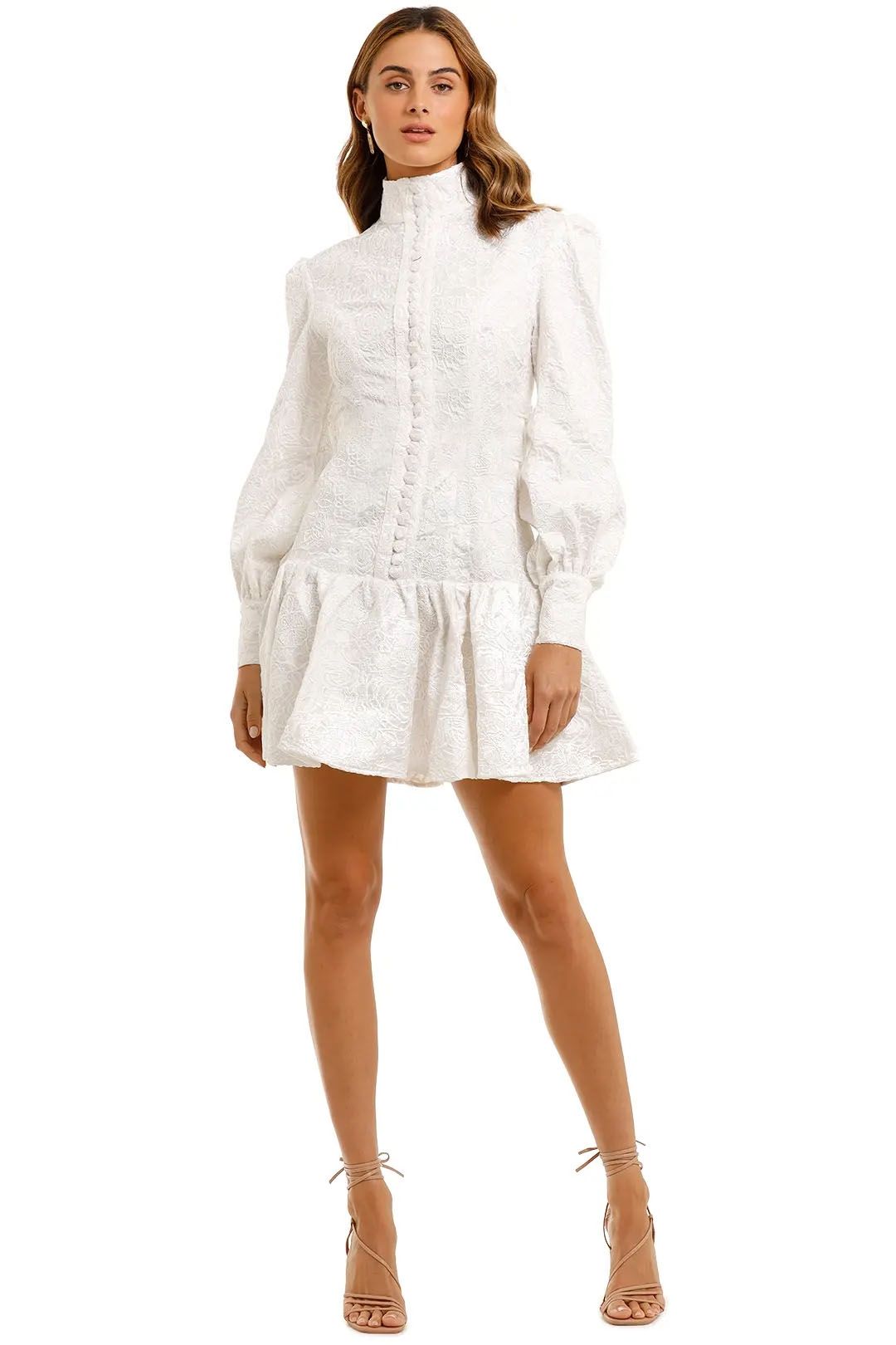 LEO & LIN Transcendence Rose Lace Short Dress White No Belt