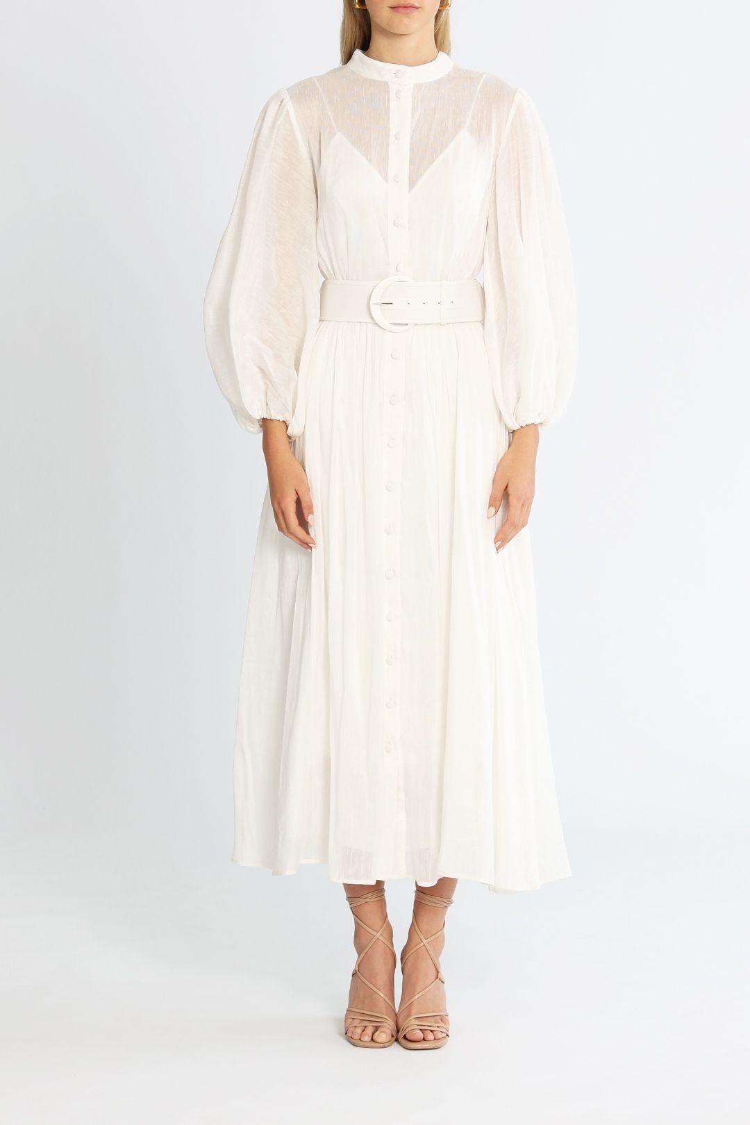 Valentina Silk Linen Midi Dress - White Valentina Silk Linen Midi Dress - White