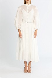 LEO LIN Valentina Silk Linen Midi Dress White