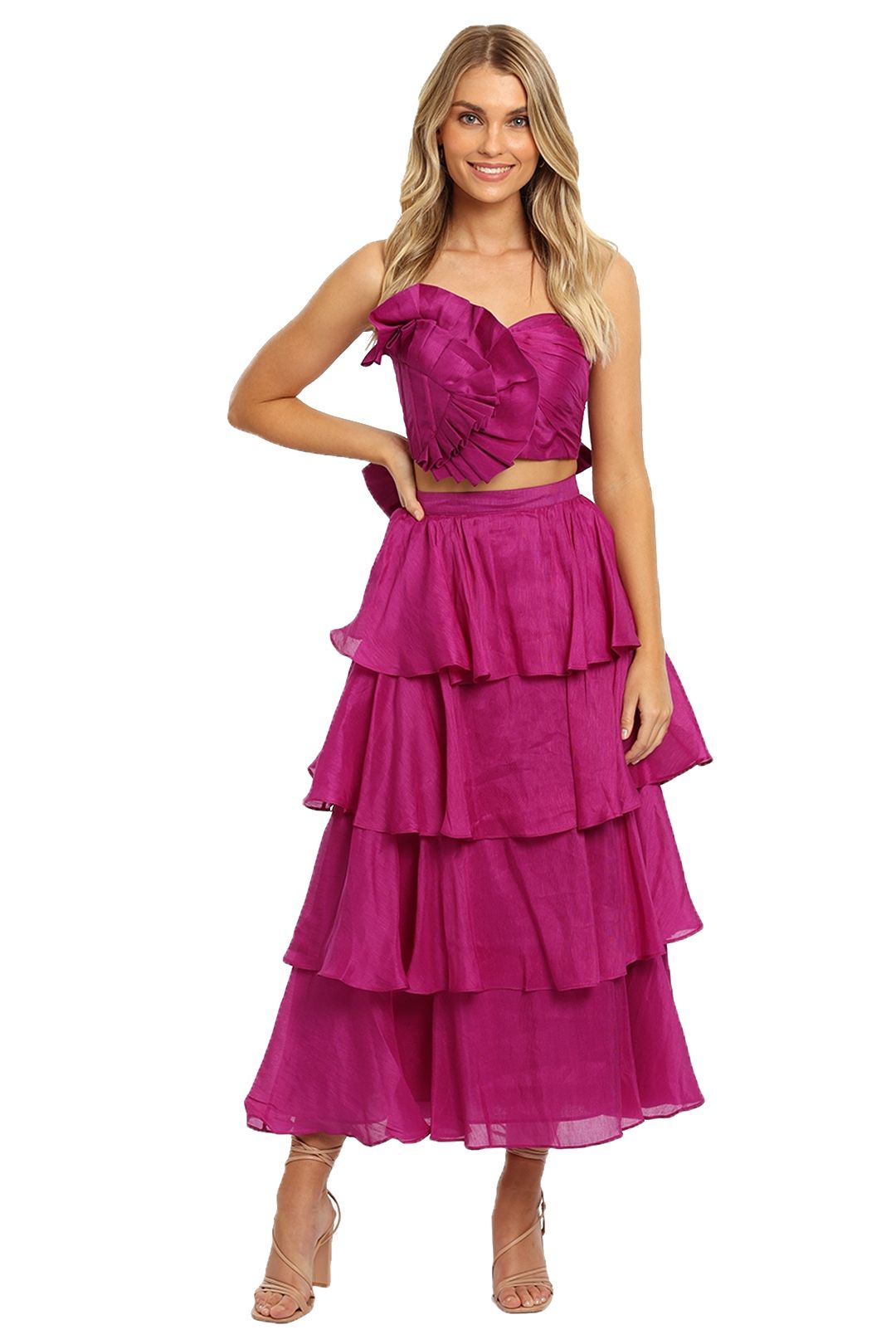 open lace back dress Caroline Short Sleeve Midi Dress main image 1
