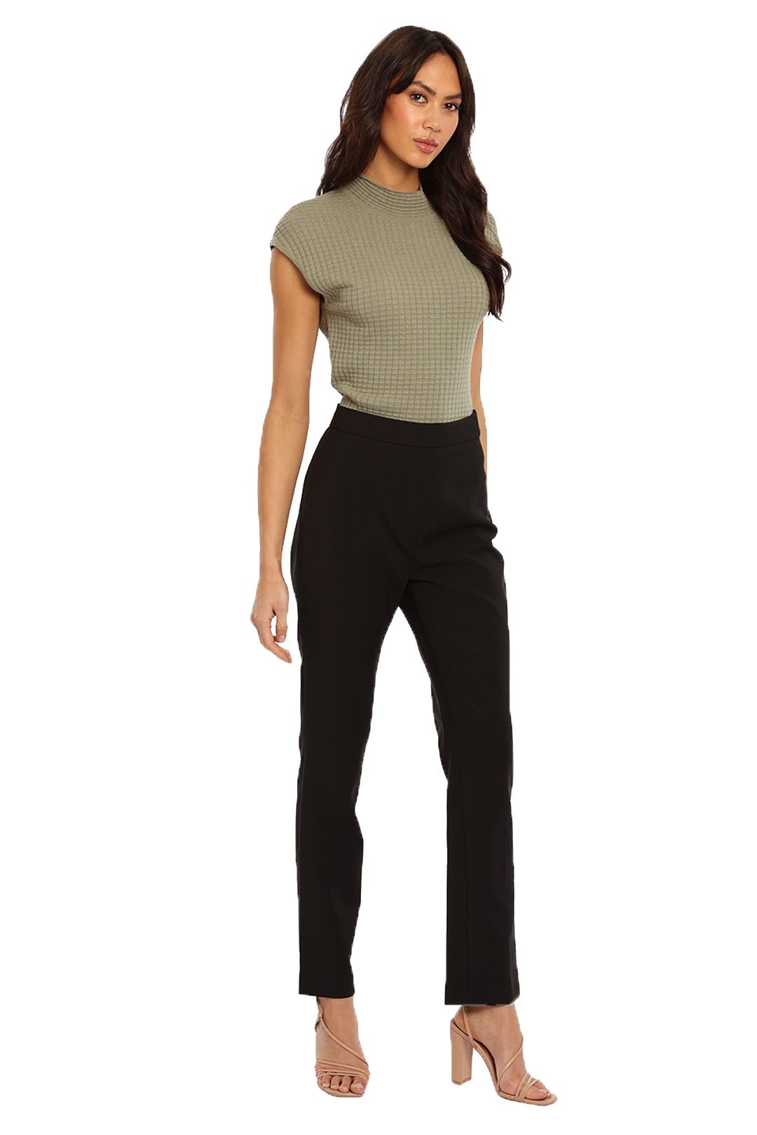 Leo Rib Knit Top in Khaki Saba Khaki