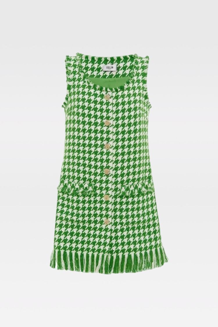LEO LIN Blair Tweed Mini Dress in Green
