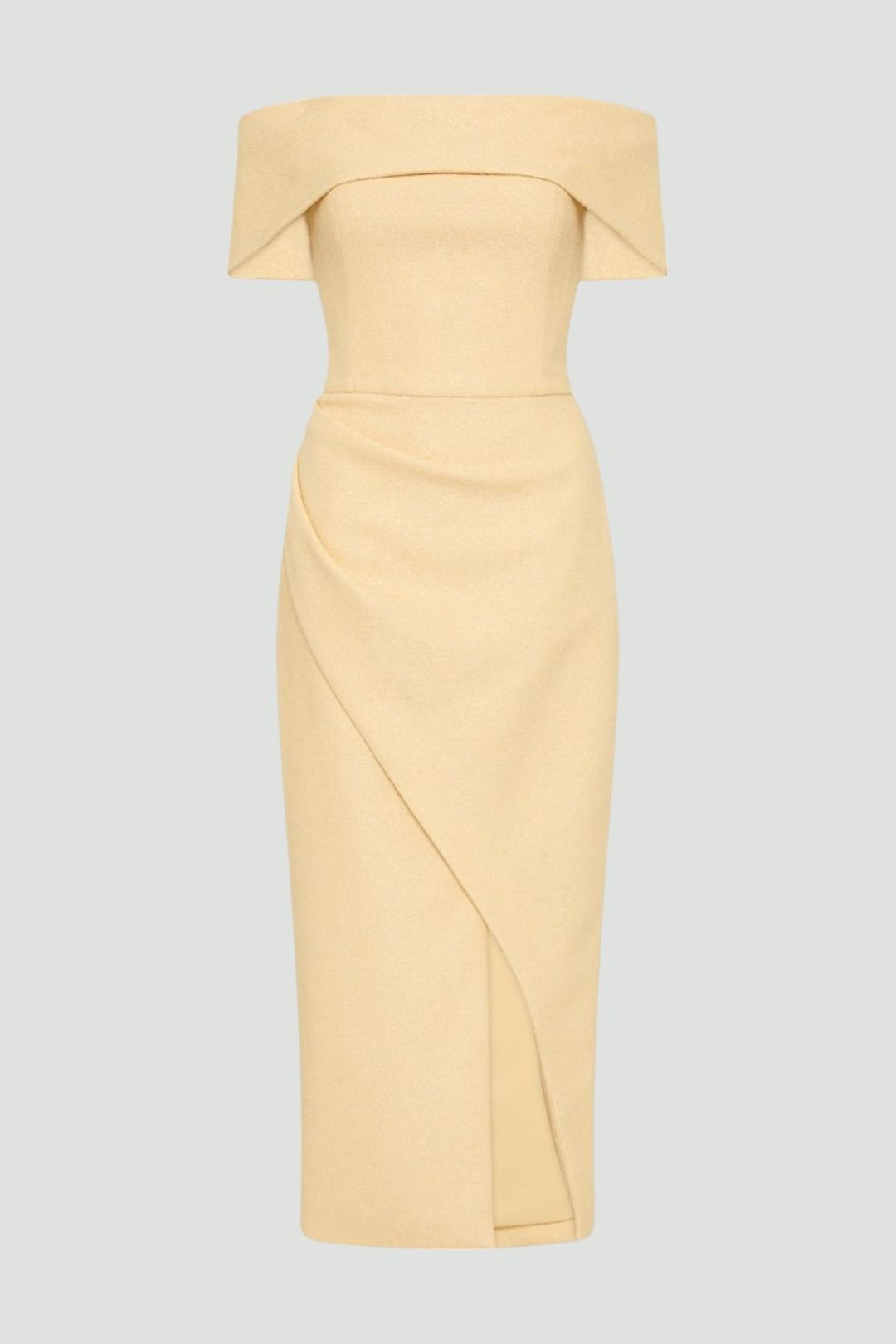 Level Best Off-Shoulder Dress in Almond