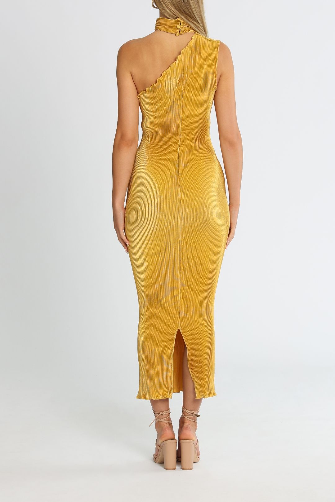 Lidee Soiree 90S Gown Marigold Midi Pleats