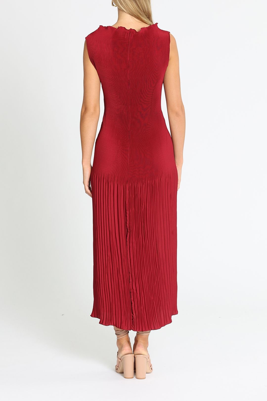 Lidee Soiree Moss Gown Ruby Pleated
