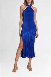 Lidee - Soiree Pleated Halter Gown - Blue