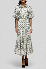 Brave & True - Lido Short Sleeve Dress - Ivory Circles Maxi