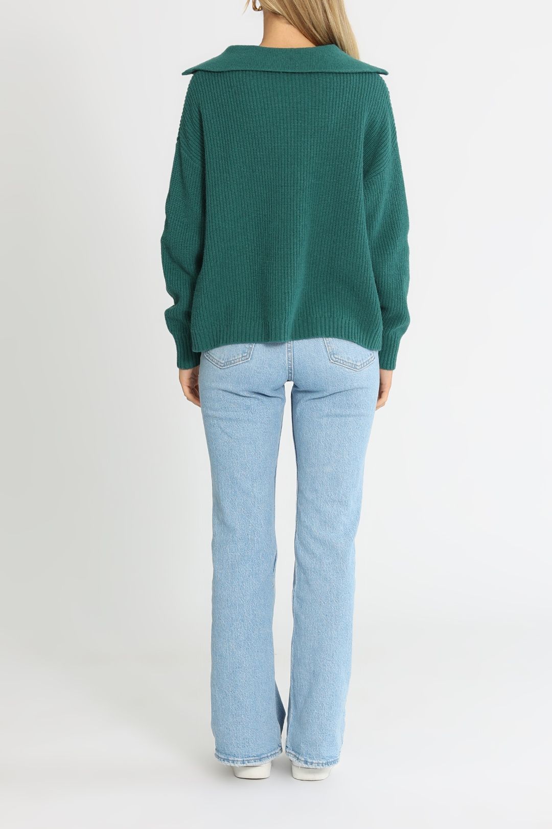 LMND Ava Collared Sweater Sea Relaxed Fit