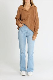 LMND Ava Collared Sweater Tan