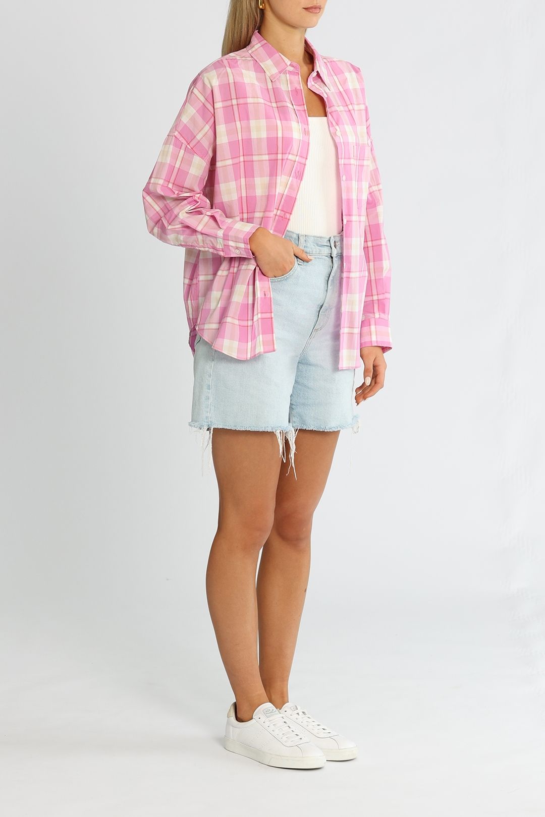 LMND Chiara Shirt Pink Check Long Sleeves