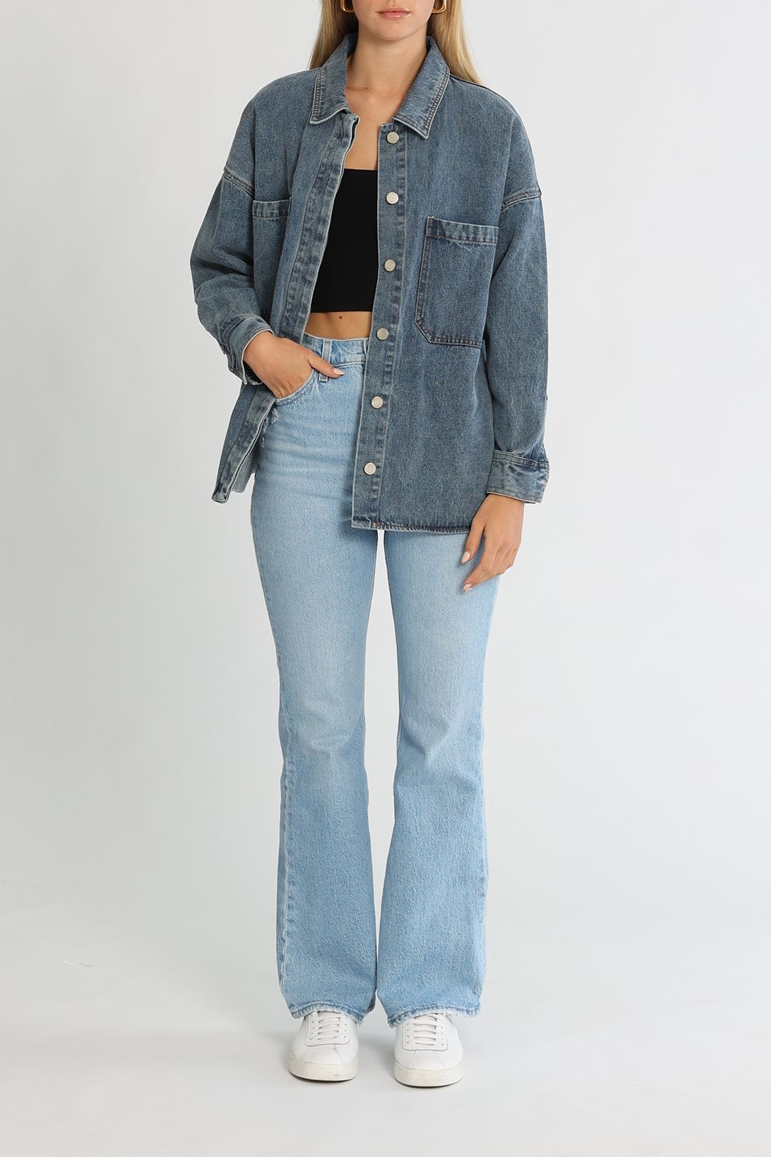 LMND Diaz Denim Shacket Blue Wash