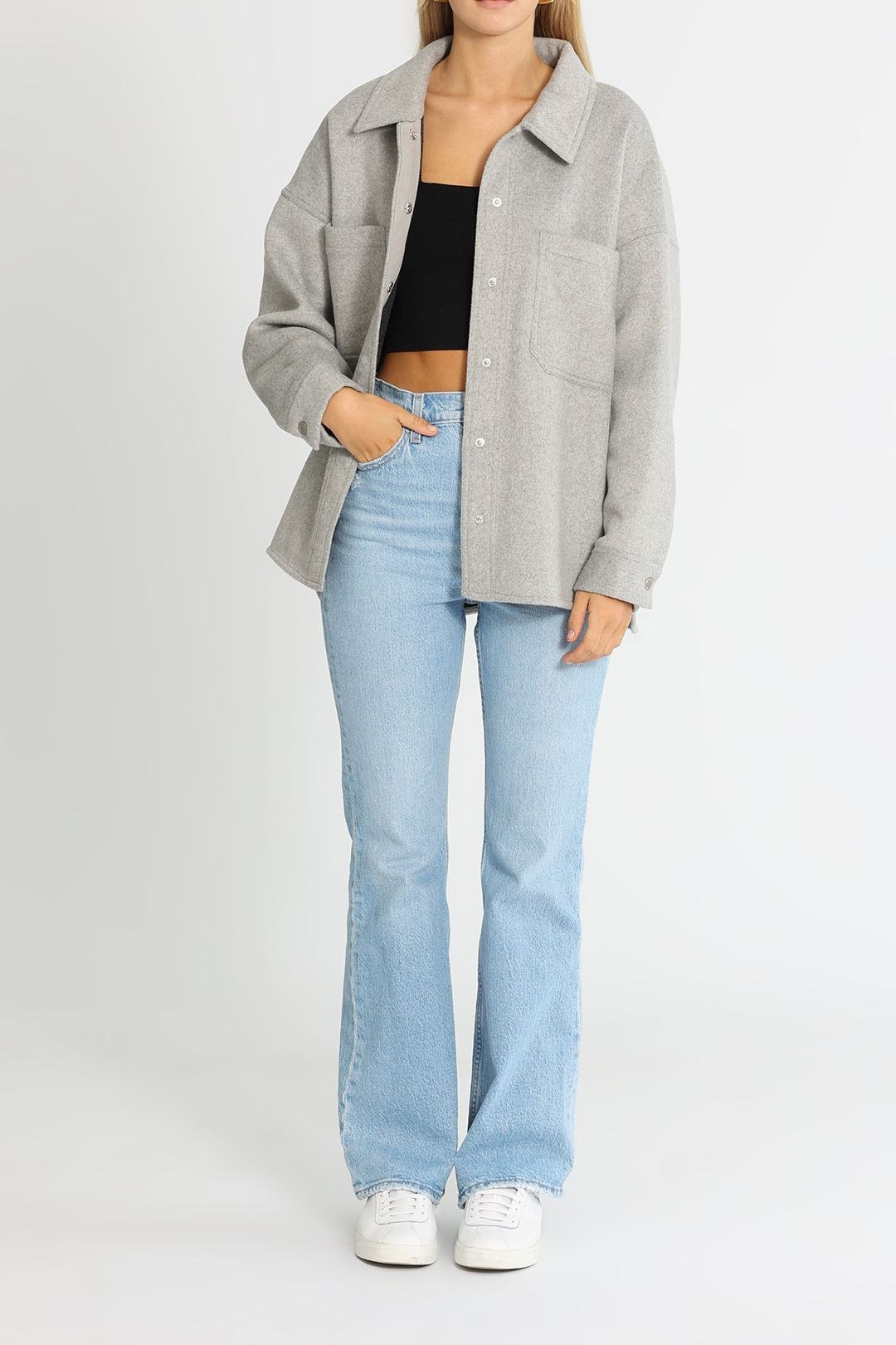 Hire Diaz Shacket in Felt Grey | LMND | GlamCorner