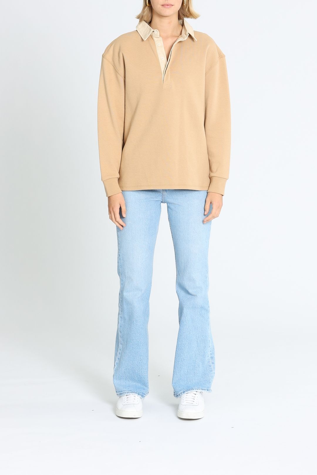 Hire Play Tipped Polo in Croissant LMND GlamCorner
