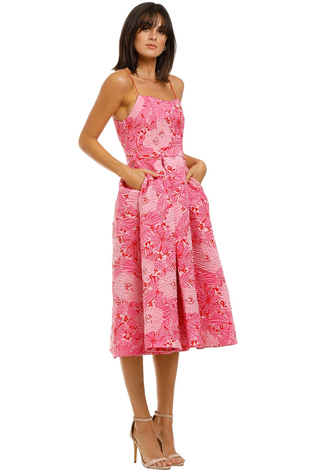 Alexia Midi in Pink Floral by Love Honor for Hire | GlamCorner