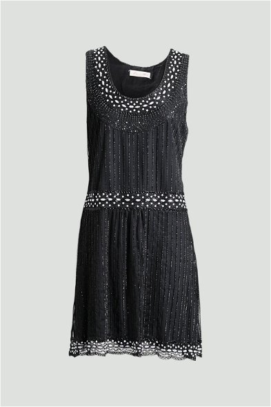 18031 Black Sequins Panel Shimmer Dress main image 1