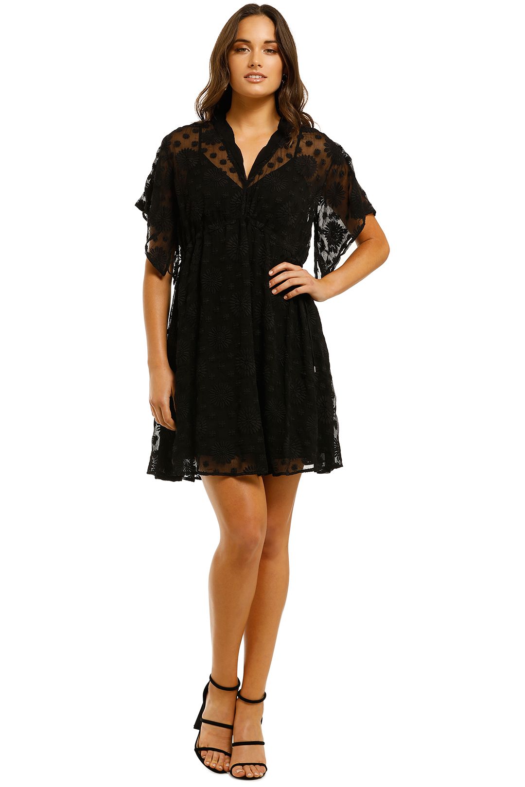 Lover-Dandelion-Mini-Dress-Black-Front
