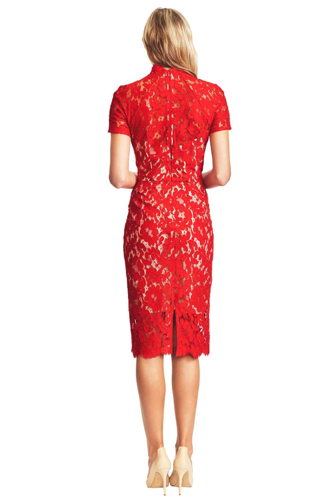Lover - Midi Red Warrior Lace Dress - Red - Front