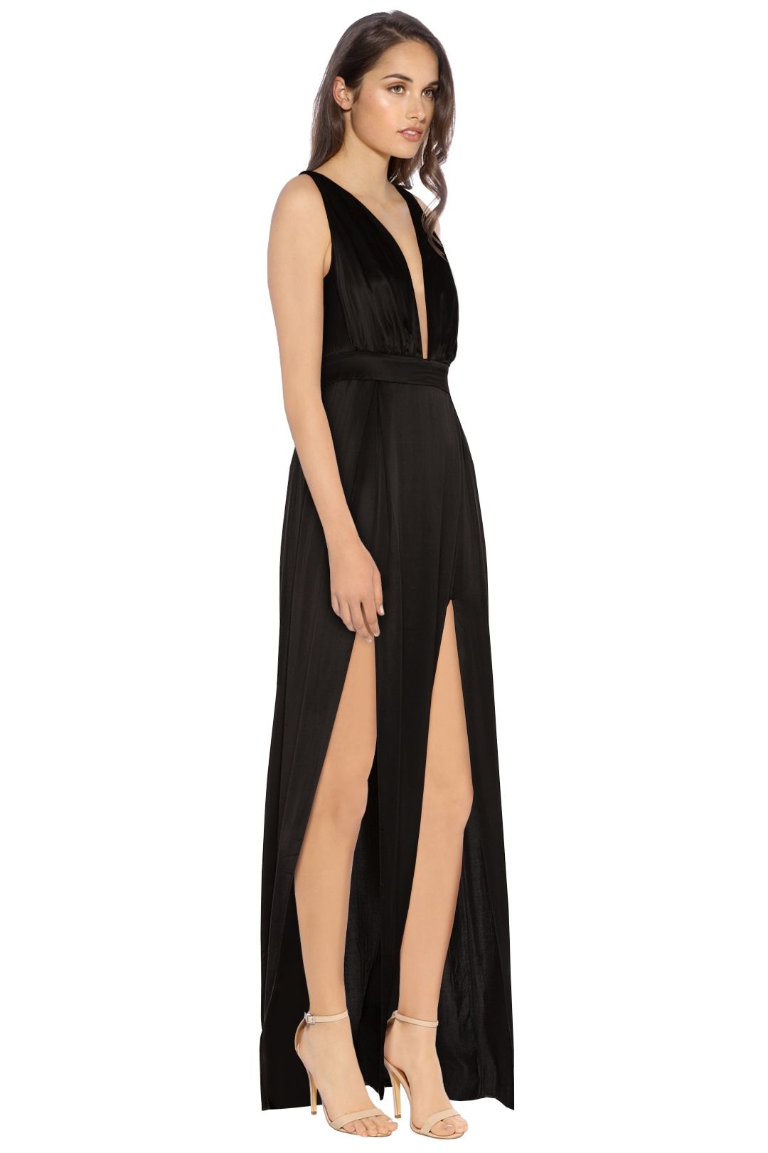 a line black maxi dress Aizey Button Up Maxi Dress - Classic Black