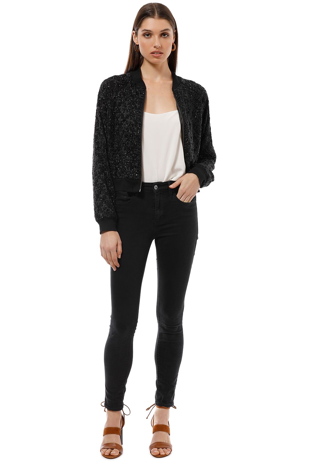 Madame X - Yvette Bomber Jacket - Black - Front